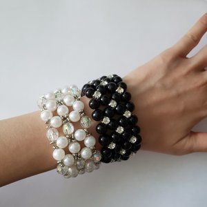 2 Vintage Beaded Cuff Bracelets